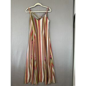 RACHEL Rachel Roy Multicolored Striped Strappy Cross Back Maxi Dress  Size 2